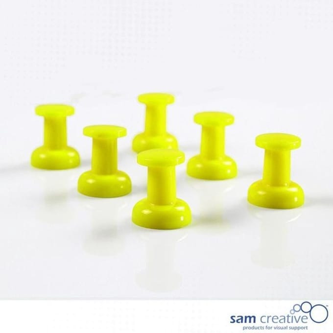 Sam Creative Whiteboard Magneten - Prikbord Jumbo Pins - 20mm - Geel - 6 stuks