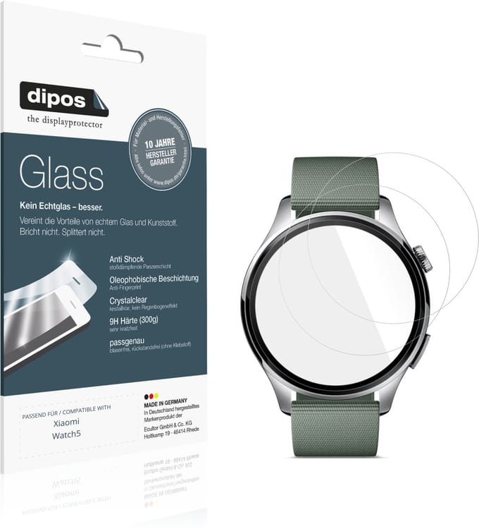 dipos – 2x Pantserfolie geschikt voor Xiaomi Watch5 | 9H Screenprotector