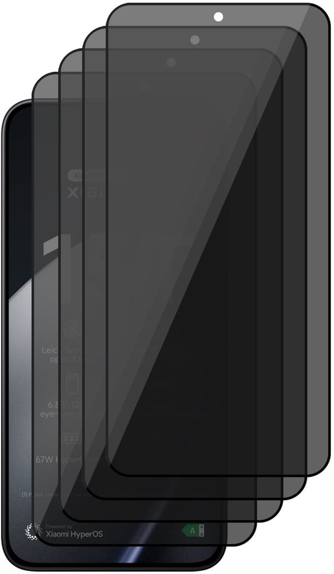 Privacy Screenprotector geschikt voor Xiaomi 15T / 15T Pro - 4x Volledig Dekkend Glas Screen Protector