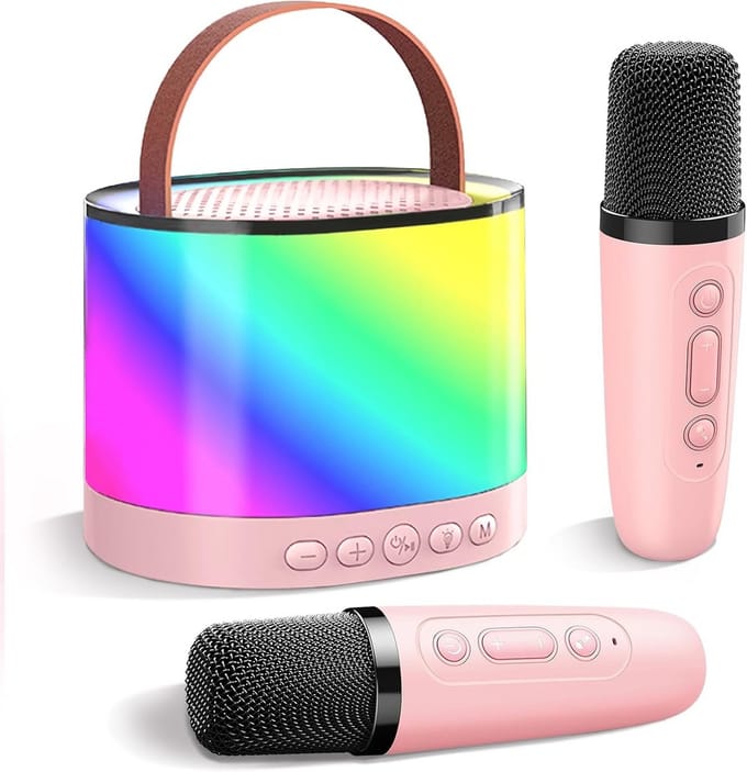 Draadloze Karaoke Set met Bluetooth Microfoons voor Kinderen - Draagbare Karaoke met LED Licht