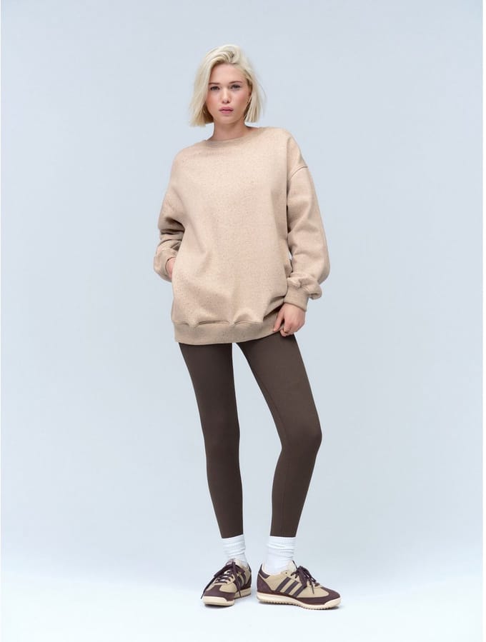 Next - Dames - Essentials sweatshirt met relaxte pasvorm, lange snit en zakken - Huidkleur