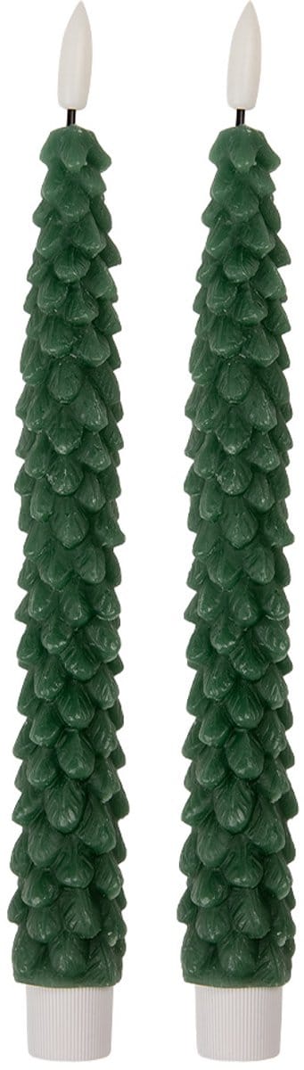 Clayre & Eef LED Dinerkaarsen set van 2 Ø 3x25 cm Groen Wax