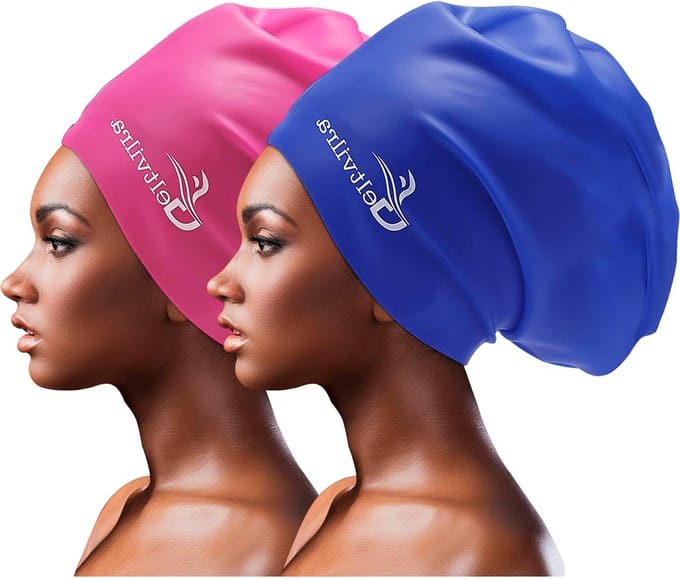 Extra Grote Zwemsmuts - Badmuts Dames Heren - Bescherming Lang Haar - Extra Ruim Ontwerp - One Size - Blauw Fuchsia