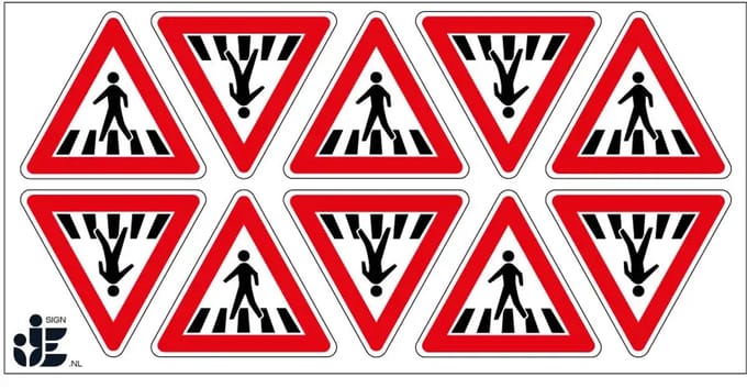 Voetgangers oversteekplaats sticker - J22 | 5 cm - 10 stuks per vel