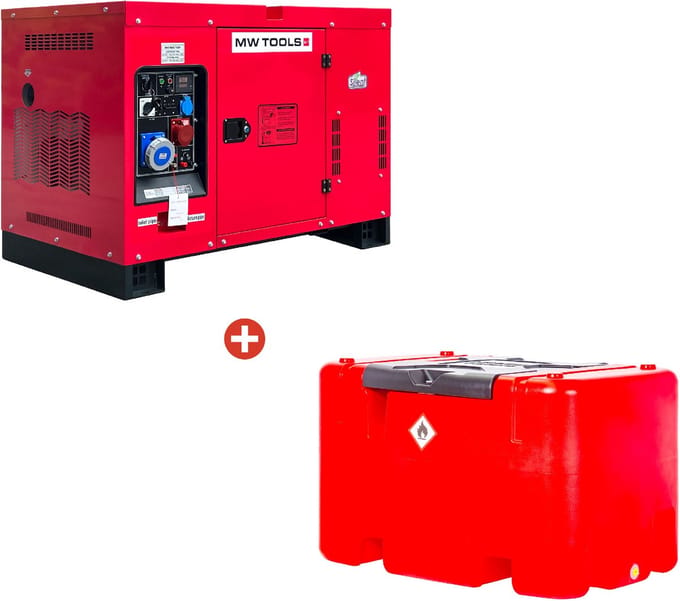 Complete power pack met dieselgenerator 15kW dieseltank 400 liter. MW Tools DG150EPPACK2