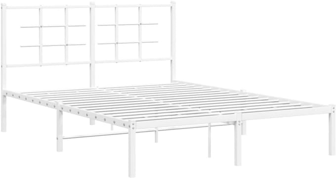 Dubbel Metalen Bedframe met Hoofdbord Wit - 140x200 cm