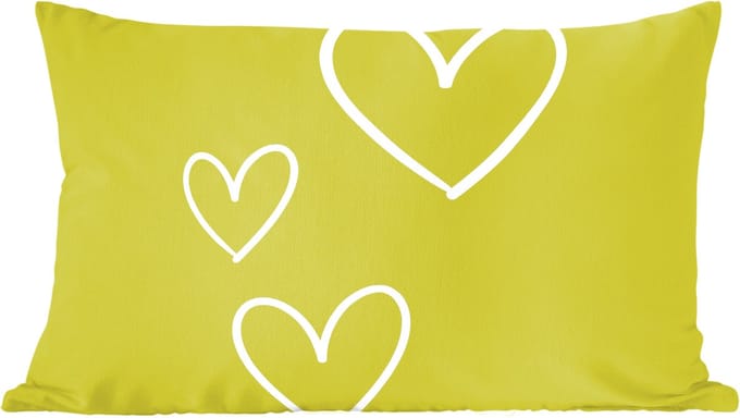 Sierkussens - Kussentjes Woonkamer - 50x30 cm - Groen - Hartjes - Wit