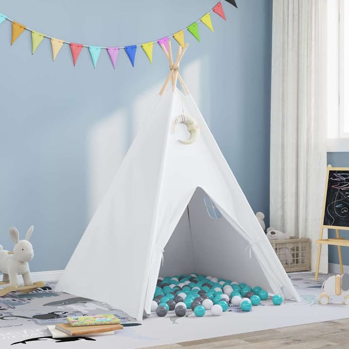 vidaXL Teepee Tent Wit 120 x 120 x 150 cm Stof en Plastic