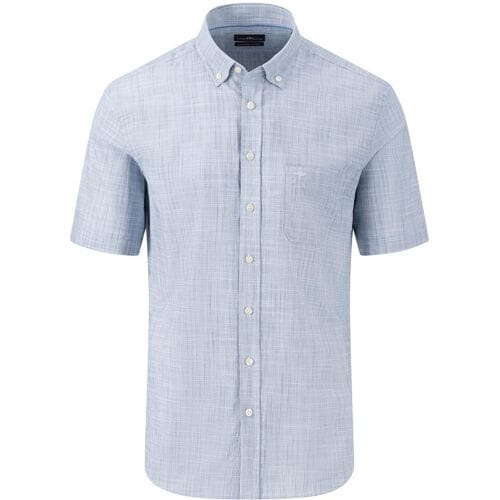 Fynch-Hatton Overhemd Slub Solid Vague Check Button Down Summer Breeze / male