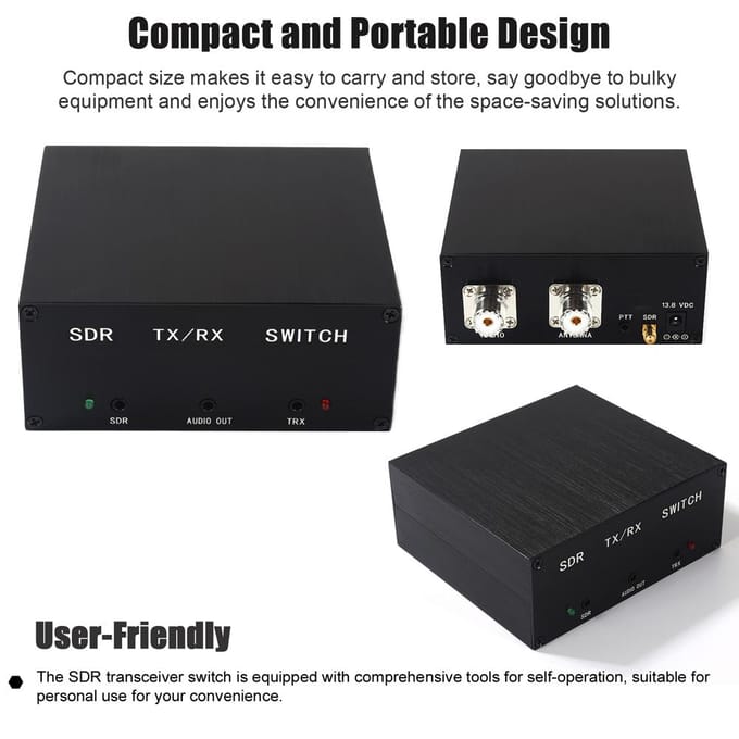 160MHz 100W Antenne Deler SDR Transceiver TR Schakelaar Aluminium Legering Doos Apparaat zwart
