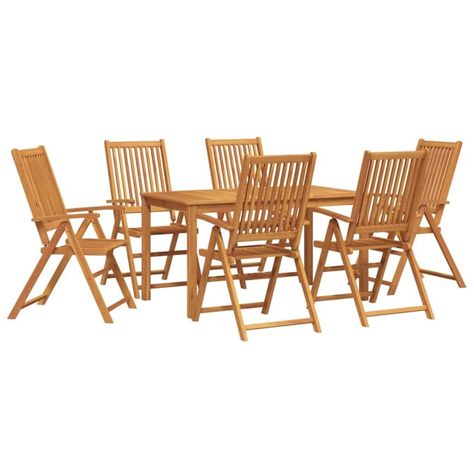 vidaXL - Tuin - Eettafel - Set - 7 - st - 6-zits - Naturel - Massief - Acacia - Hout