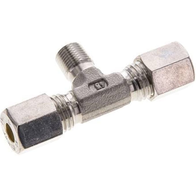 6L & R1/8'' RVS T-stuk Knelfitting Buitendraad 315bar ISO 8434-1