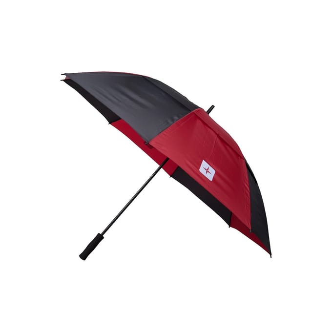 Mountain Warehouse Gestreepte Golfparaplu (Zwart/Rood)