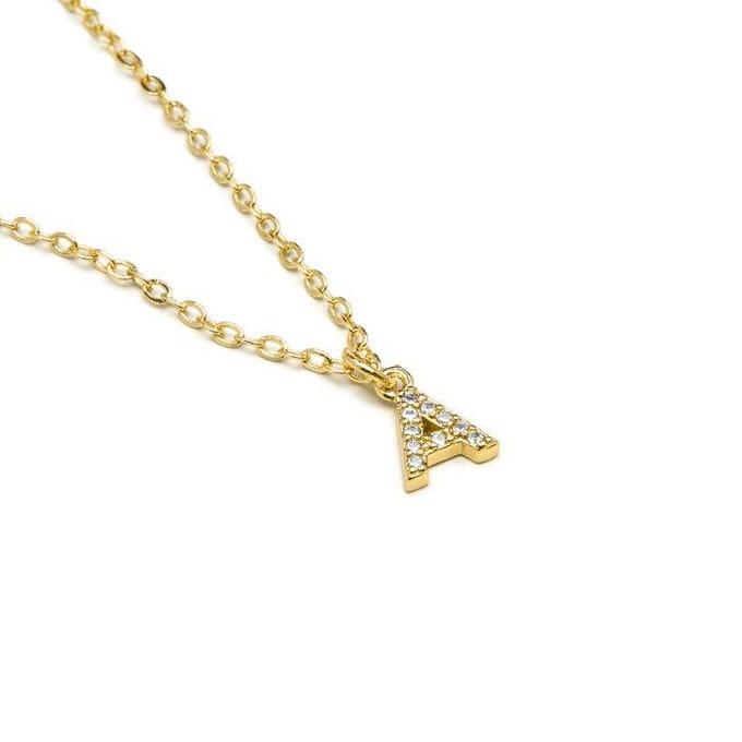 Collier Luxenter avec Zirconia brillant finition or 18k - Alphabet A beige