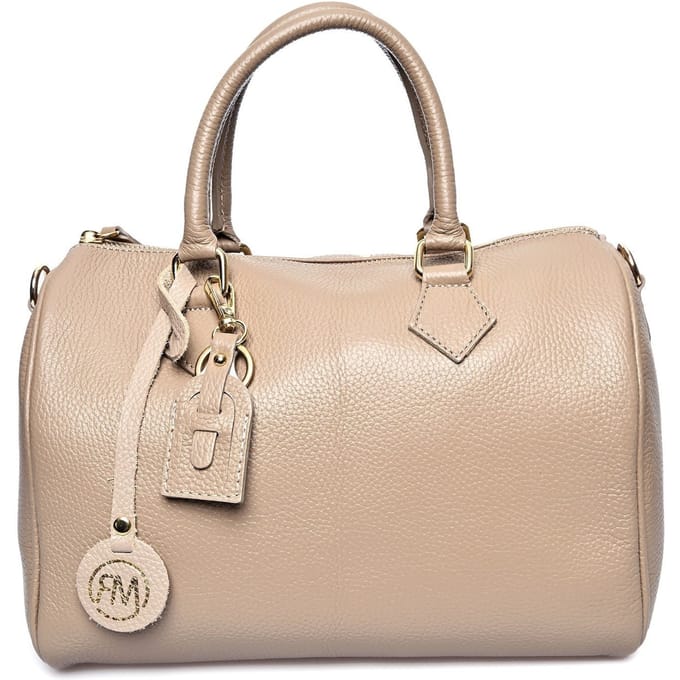 Roberta M Beige Rundleer Tas