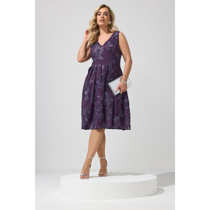 Yours London Paarse Minijurk Met Bloemen Size 52