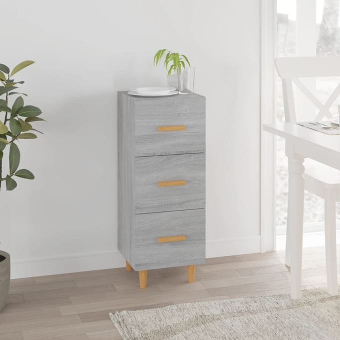 vidaXL - Dressoir - 34,5x34x90 - cm - bewerkt - hout - grijs - sonoma - eikenkleurig