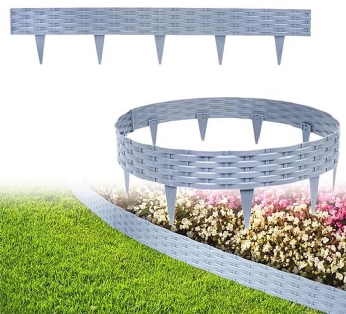 Gazonrand en Tuinpalissade in Rotan-Look - Flexibele Perkomranding van Kunststof