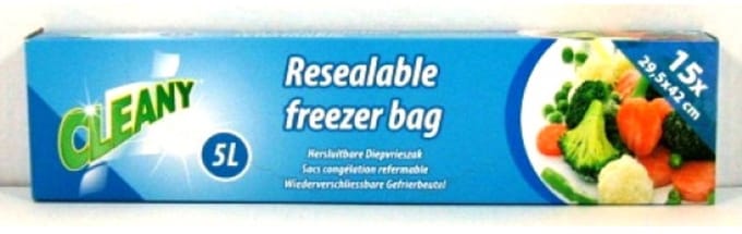 Cleany - Diepvrieszakken - 15 Stuks - 5 Liter - Hersluitbaar