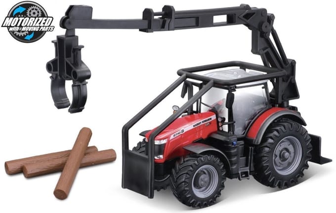 Bburago Massey Ferguson Tractor - Modelauto - Schaal 10 CM - Rood/Zwart