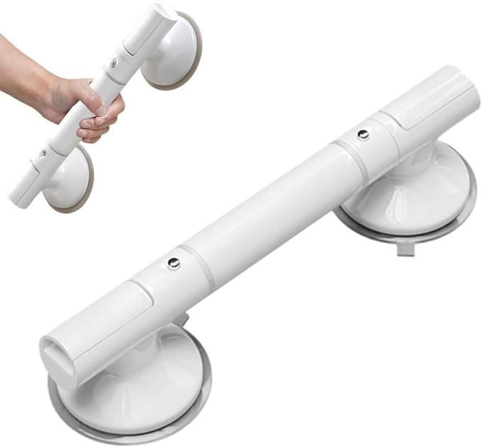 Badkamer Grijper - Douche Handgreep - Extra Veiligheid - Sterke Zuignappen - 38 x 10 cm - Wit