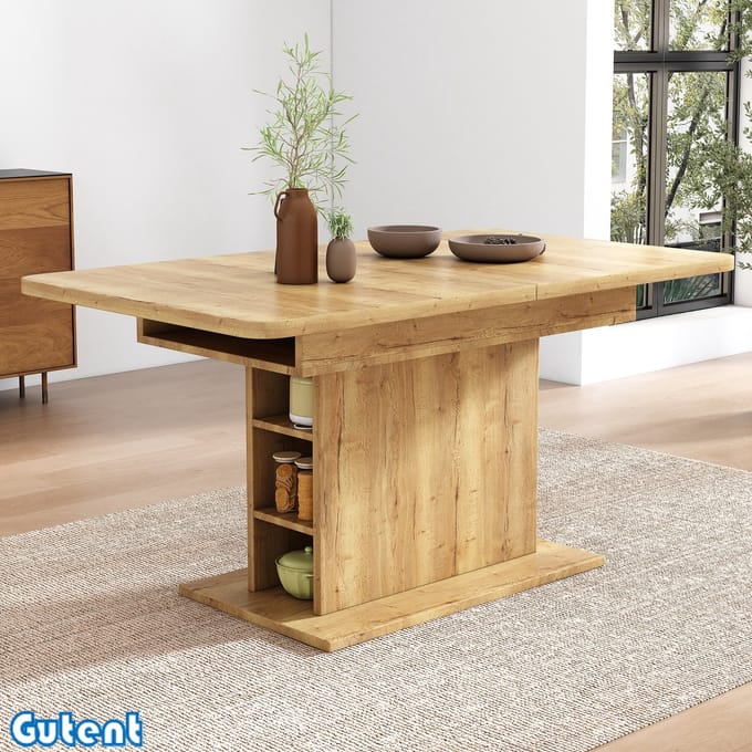 Gutent Uitschuifbare eettafel-L110/130*B70*H75-Opbergruimte-Multifunctionele eettafel-Natuurlijk