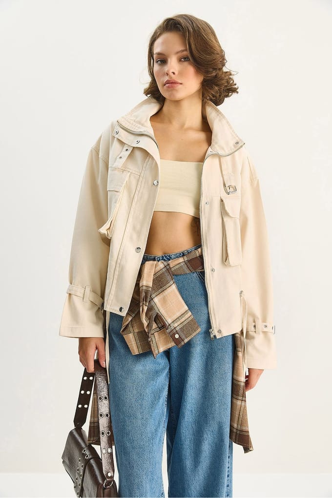 Oversized Gabardine Katoenen Jas