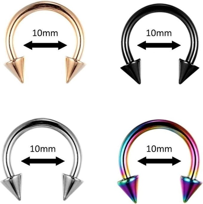 Fako Bijoux® - Circular Barbell Piercing - Hoefijzer Spike - 10mm - Set - 4 Stuks
