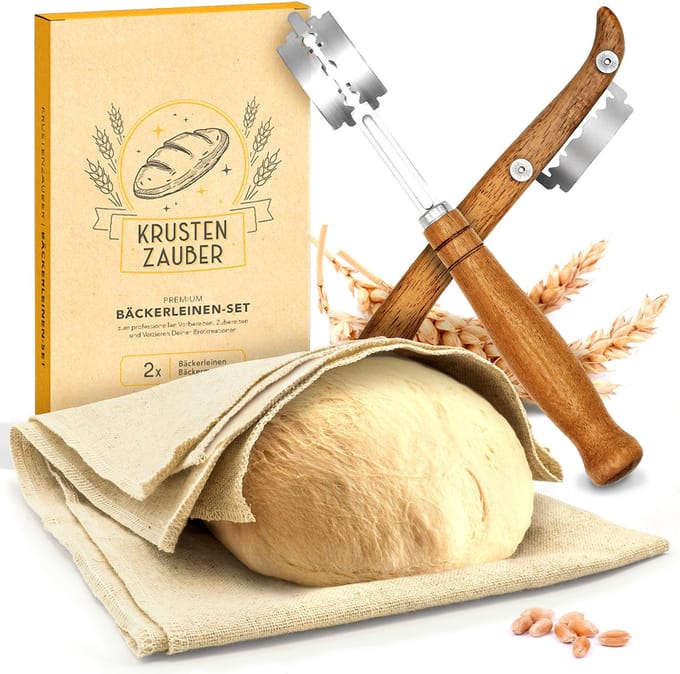 KRUSTENZAUBER Bakkerslinnen, deegkleed Bakkersmessenset Broodbakaccessoires Mes
