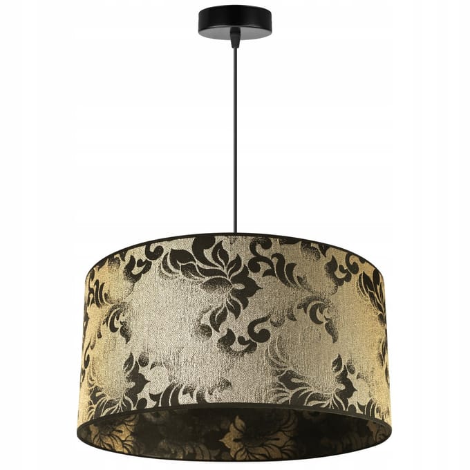Light Home WERONA - Hanglamp 1-Lichts - Stoffen Kap Ø45 cm Goud/Zwart - E27