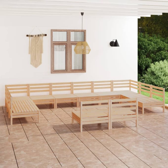 vidaXL - 12-delige - Loungeset - massief - grenenhout