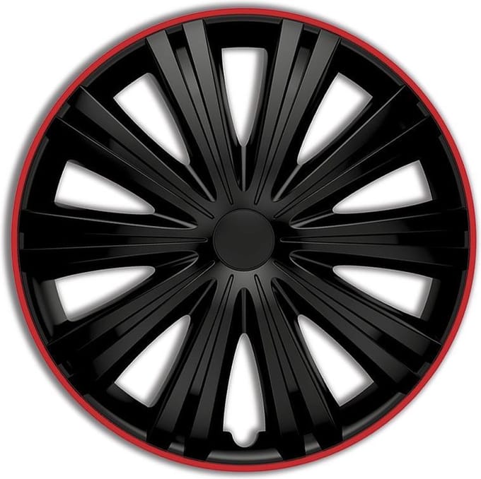 Autostyle Wieldoppen Giga 14 Inch Abs Zwart/rood Set Van 4