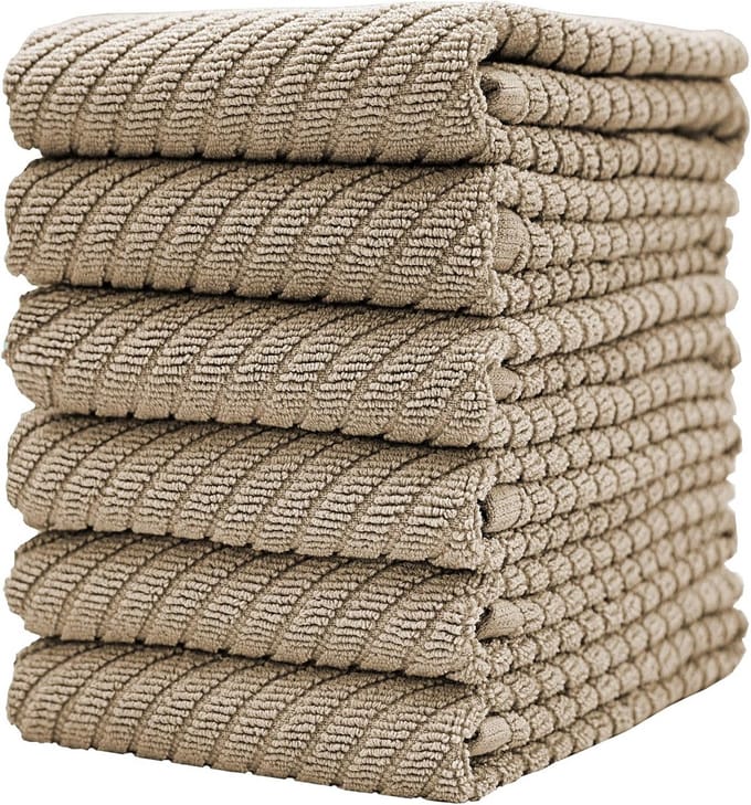 Premium Set van 6 Ultra Absorberende Theedoeken – Sneldrogend 41 x 63 cm – Diagonaal Weefsel – Langdurig Gebruik