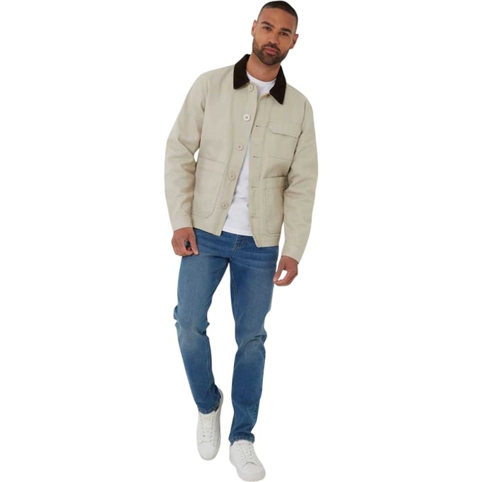 Threadbare Heren Corduroy Utility Jacket (Steen)