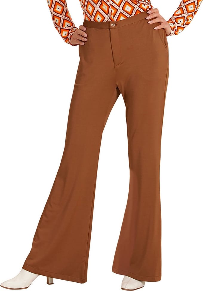 Jaren 70 disco broek Groovy bruin