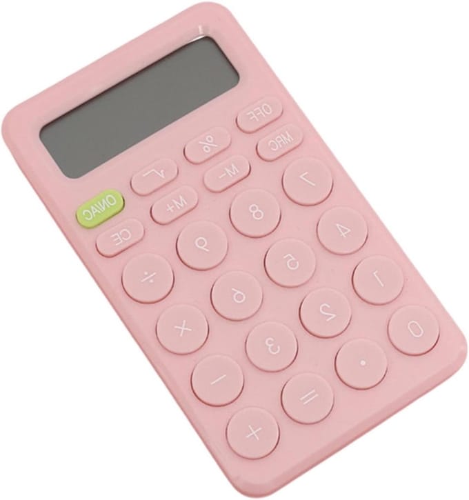 Mini Rekenmachine - Zakrekenmachine - Basisschool Leren - Compact en Lichtgewicht - 143x83mm - Roze