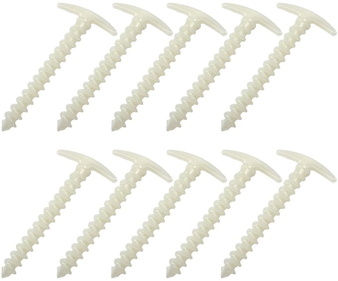 Dailygoods - 10Pcs Nylon Outdoor Tent Peg Stakes, Winddicht Camping Trip Plastic Tent Grond Nagels Wit