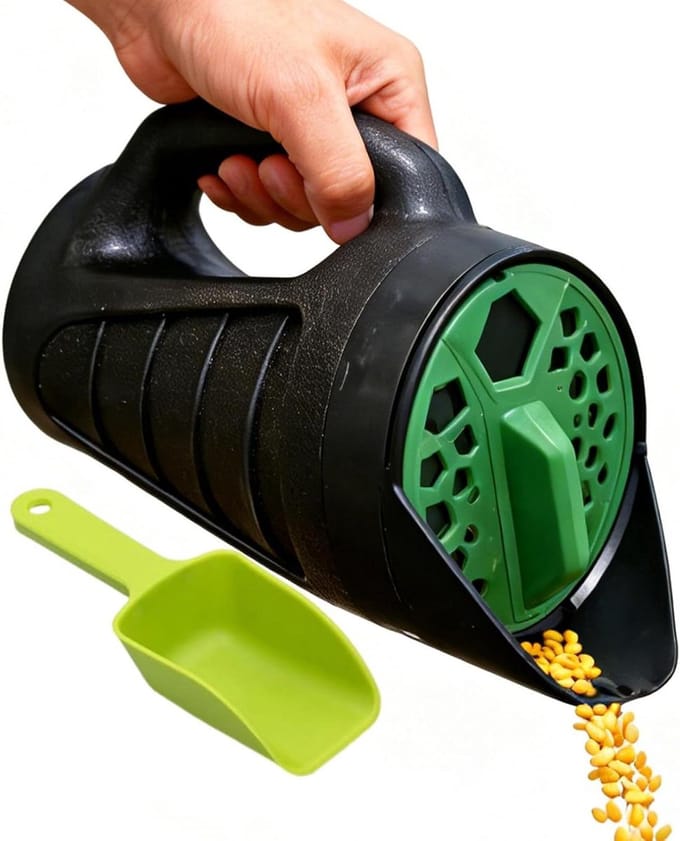 Handstrooier - Gazonstrooier - Zaaien Bemesten - Schopvormige Lading - 32 cm Hoog - Grijs