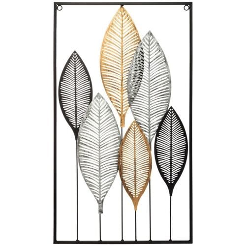 Atmosphera Metalen Wanddecoratie Floglia Blad - Multikleur, 37 x 65 cm