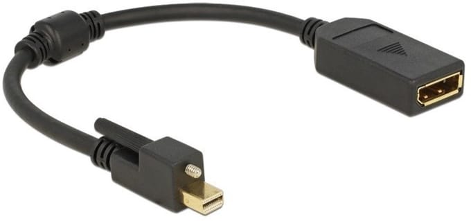 Delock 62638 DisplayPort-kabel DisplayPort Aansluitkabel Mini DisplayPort-stekker, DisplayPort-bus 0.25 m Zwart Vergulde steekcontacten, 4K UHD