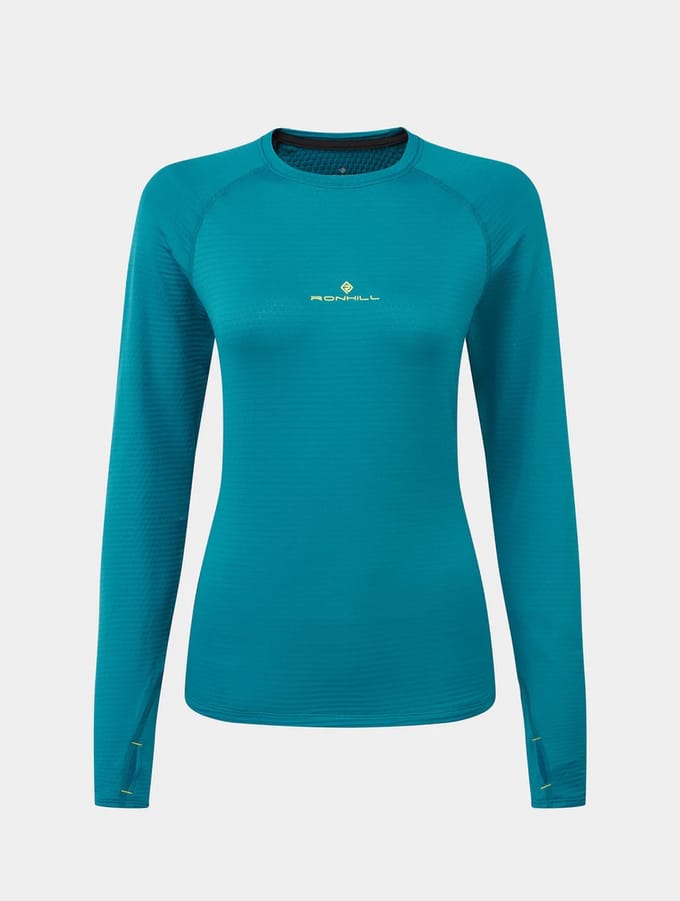 Ronhill | Dames | Tech Winter Crew | Marine/Acid | Warm hardloopshirt | Maat S