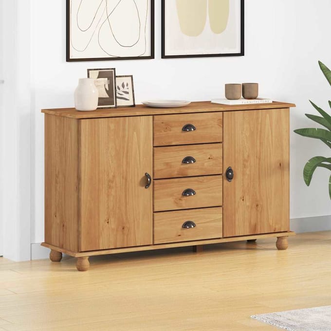 vidaXL - Dressoir - met - lade - ASKIM - 133,5 - x - 40 - x - 79 - cm - Massief - grenenhout