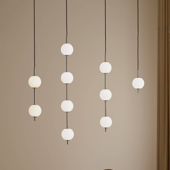 UMAGE LED hanglamp Audrey, staalkleurig, 3-lamps, Ø 12 cm
