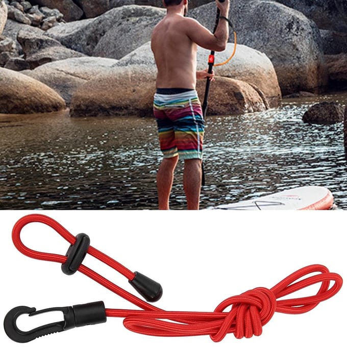 Laisse de pagaie élastique portable en nylon pour extérieur pour canoë, kayak, canne à pêche (rouge) rouge