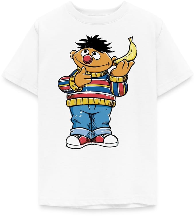 Sesamstraat Ernie Banana Telefoon T-Shirt Tiener