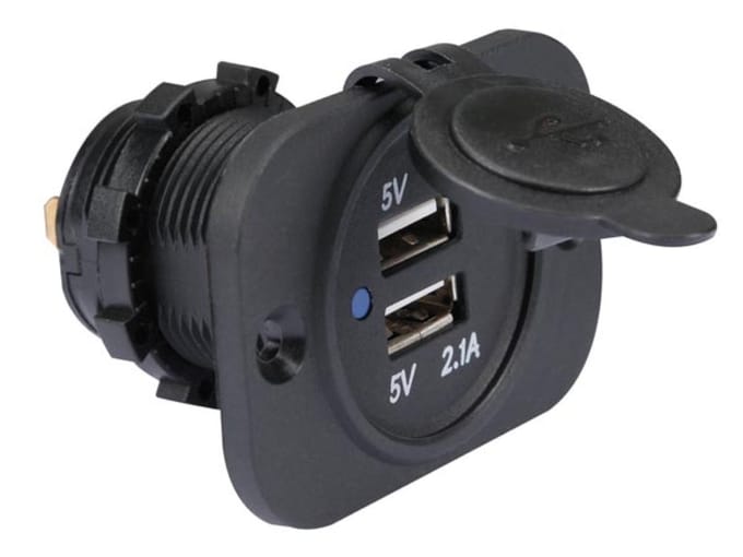 Velleman USB-LADER VOOR DE AUTO-INBOUW (12-24 VDC IN, 2 x 5 V UIT)