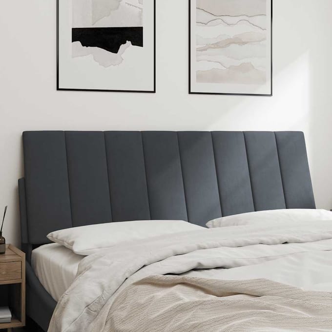 vidaXL - Hoofdbordkussen - "Hanko" - 120 - cm - fluweel - donkergrijs