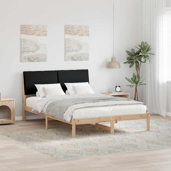 vidaXL - Bedframe - Bruin - en - zwart - 150 - x - 200 - cm - Massief - grenenhout