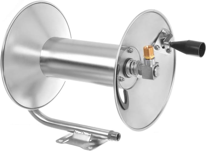 Hogedrukslanghaspel roestvrij staal INOX 350 bar 60 meter