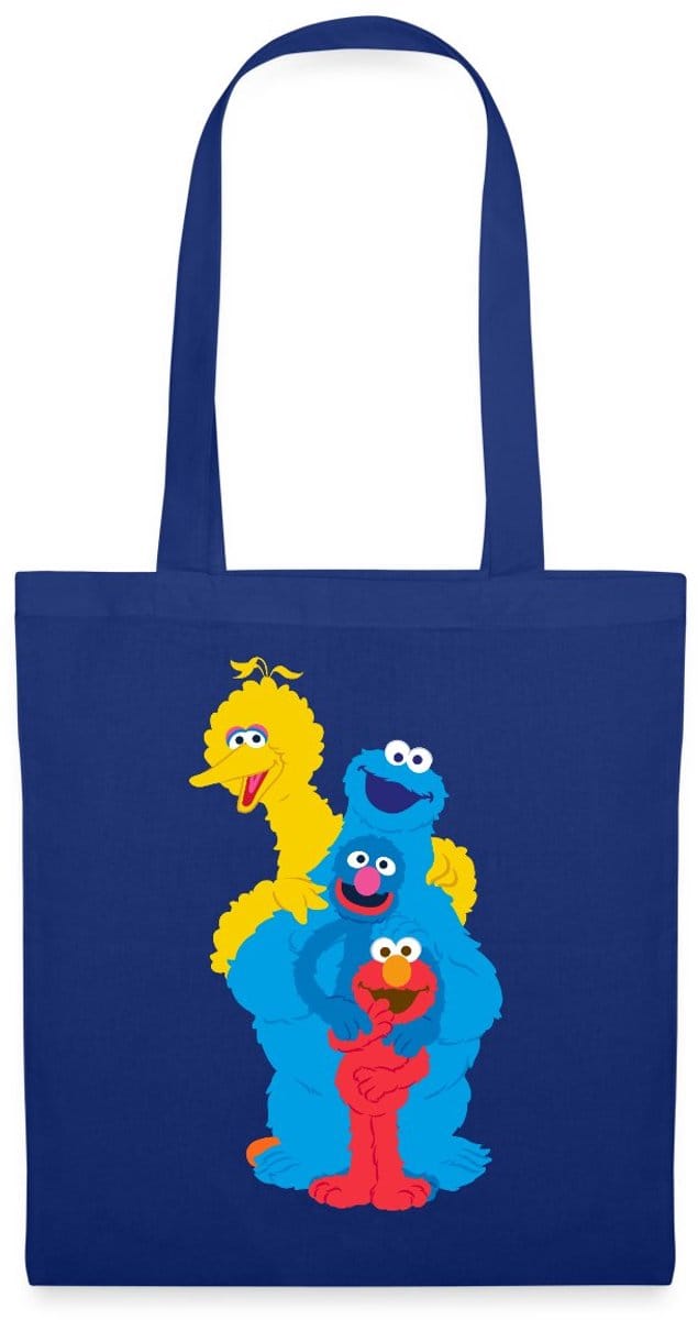 Sesamstraat Elmo Grobi Koekiemonster En Bibo Tas Van Stof Schoudertas